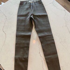 Vince Lamb Leather Pants XXS Olivewood NWT (brand tag partially detached)